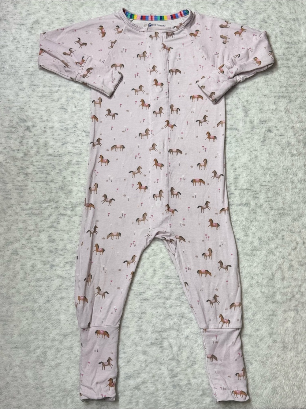 Magnetic Me Pink Horse Pony Footless Sleeper 9-12M Baby Girl Modal Equestrian